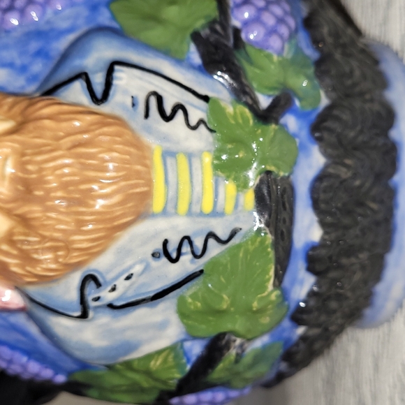 Vintage Hand Painted Pitcher Man & Grapes - Picture 3 of 16